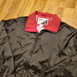 Vintage 90s Wilson‎ Staff Jacket Adult Medium Black Windbreaker Full Zip Tennnis